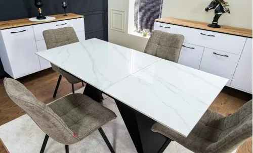 Set Masă Living Extensibilă KJT417 Albă cu 4 Scaune DCM1801CF Maro