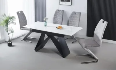 Set Masă Living Extensibilă KJT417 cu 4 Scaune F692 Gri
