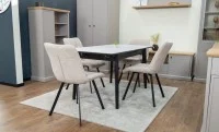 Set Masă Living Extensibilă KJT4711-1 Alb cu 4 Scaune DCM1801CF Bej 4