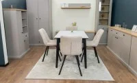Set Masă Living Extensibilă KJT4711-1 Alb cu 4 Scaune DCM1801CF Bej 8