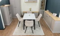 Set Masă Living Extensibilă KJT4711-1 Alb cu 4 Scaune DCM1801CF Bej 9
