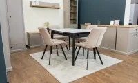 Set Masă Living Extensibilă KJT4711-1 Alb cu 4 Scaune DCM1801CF Bej
