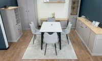 Set Masă Living Extensibilă KJT4711-1 Alb cu 4 Scaune KJC0358 Gri 9