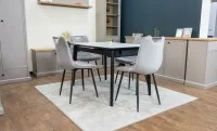 Set Masă Living Extensibilă KJT4711-1 Alb cu 4 Scaune KJC0358 Gri 7