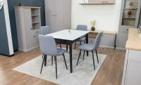 Set Masă Living Extensibilă KJT4711-1 Alb cu 4 Scaune KJC5341 Gri 5