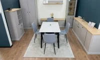 Set Masă Living Extensibilă KJT4711-1 Alb cu 4 Scaune KJC5341 Gri 9