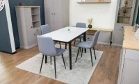 Set Masă Living Extensibilă KJT4711-1 Alb cu 4 Scaune KJC5341 Gri 7