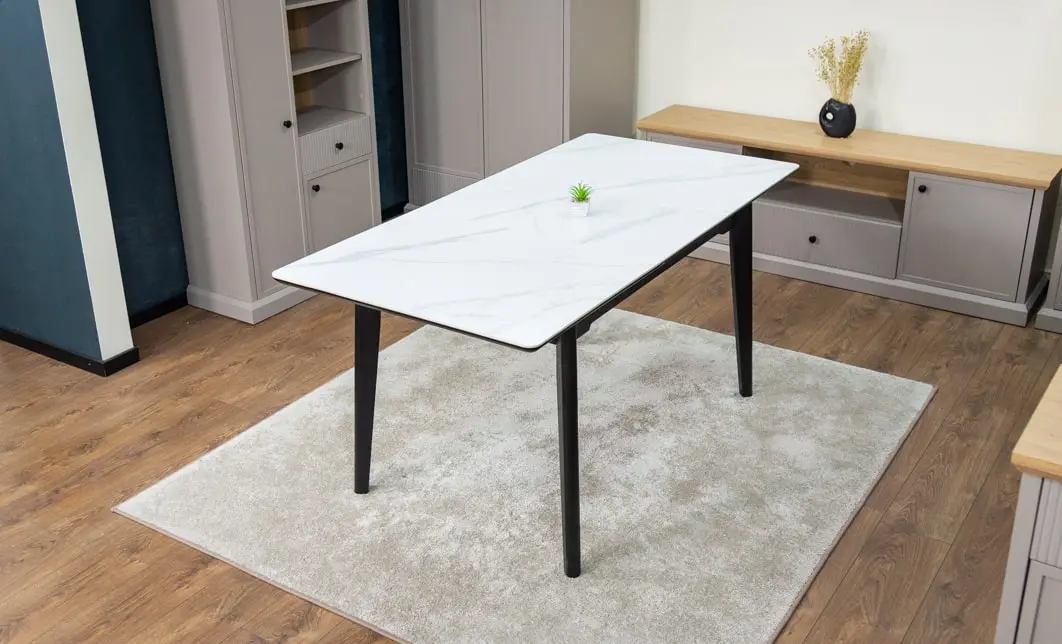 Set Masă Living Extensibilă KJT4711-1 Alb cu 4 Scaune Tapițate DCM2001AF Gri 3