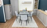 Set Masă Living Extensibilă KJT546 Gri cu 4 Scaune Tapițate KJC0357 Gri 6