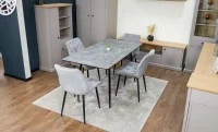 Set Masă Living Extensibilă KJT546 Gri cu 4 Scaune Tapițate KJC0357 Gri 10