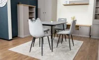 Set Masă Living Extensibilă KJT546 Gri cu 4 Scaune Tapițate KJC0358 Gri 3