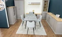 Set Masă Living Extensibilă KJT546 Gri cu 4 Scaune Tapițate KJC0358 Gri 8
