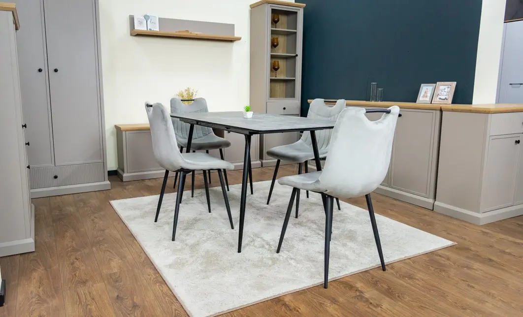 Set Masă Living Extensibilă KJT546 Gri cu 4 Scaune Tapițate KJC0358 Gri 9