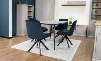 Set Masă Living Extensibilă KJT546 Gri cu 4 Scaune Tapițate KJC356 Negre 4