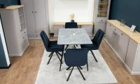 Set Masă Living Extensibilă KJT546 Gri cu 4 Scaune Tapițate KJC356 Negre 8