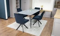 Set Masă Living Extensibilă KJT546 Gri cu 4 Scaune Tapițate KJC356 Negre 6