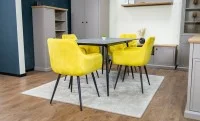 Set Masă Living Extensibilă KJT546 Gri cu 4 Scaune Tapițate KJC38 Galbene 3