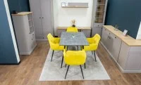 Set Masă Living Extensibilă KJT546 Gri cu 4 Scaune Tapițate KJC38 Galbene 7