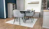 Set Masă Living Extensibilă KJT546 Gri cu 4 Scaune Tapițate KJC38 Gri 2