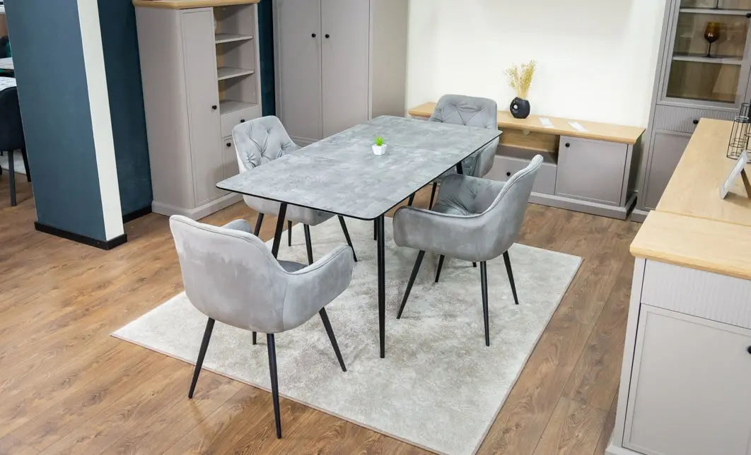 Set Masă Living Extensibilă KJT546 Gri cu 4 Scaune Tapițate KJC38 Gri 7