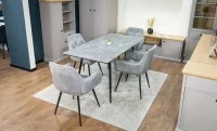 Set Masă Living Extensibilă KJT546 Gri cu 4 Scaune Tapițate KJC38 Gri 7