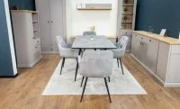 Set Masă Living Extensibilă KJT546 Gri cu 4 Scaune Tapițate KJC38 Gri 6