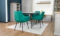 Set Masă Living Extensibilă KJT546 Gri cu 4 Scaune Tapițate KJC38 Verzi 2