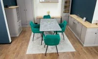 Set Masă Living Extensibilă KJT546 Gri cu 4 Scaune Tapițate KJC38 Verzi 6