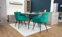 Set Masă Living Extensibilă KJT546 Gri cu 4 Scaune Tapițate KJC38 Verzi 9