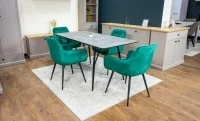 Set Masă Living Extensibilă KJT546 Gri cu 4 Scaune Tapițate KJC38 Verzi 1