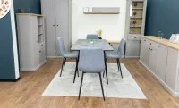 Set Masă Living Extensibilă KJT546 Gri cu 4 Scaune Tapițate KJC5341 Gri 6