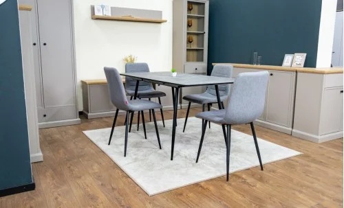 Set Masă Living Extensibilă KJT546 Gri cu 4 Scaune Tapițate KJC5341 Gri