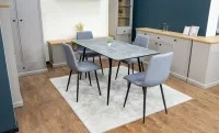 Set Masă Living Extensibilă KJT546 Gri cu 4 Scaune Tapițate KJC5341 Gri 2