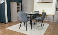 Set Masă Living Extensibilă KJT546 Gri cu 4 Scaune Tapițate DCM2001AF Gri 3