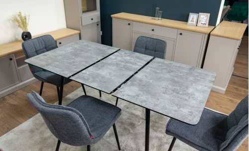 Set Masă Living Extensibilă KJT546 Gri cu 4 Scaune Tapițate DCM2001AF Gri