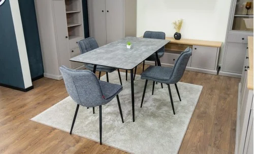 Set Masă Living Extensibilă KJT546 Gri cu 4 Scaune Tapițate DCM2001AF Gri