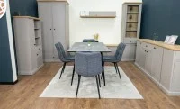 Set Masă Living Extensibilă KJT546 Gri cu 4 Scaune Tapițate DCM2001AF Gri 6