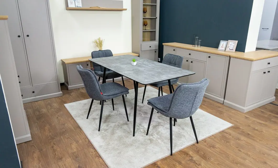Set Masă Living Extensibilă KJT546 Gri cu 4 Scaune Tapițate DCM2001AF Gri 2