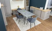 Set Masă Living Extensibilă KJT546 Gri cu 4 Scaune Tapițate DCM2001AF Gri 9