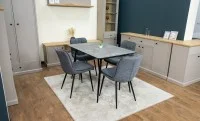 Set Masă Living Extensibilă KJT546 Gri cu 4 Scaune Tapițate DCM2001AF Gri