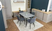 Set Masă Living Extensibilă KJT546 Gri cu 4 Scaune Tapițate DCM2001AF Gri
