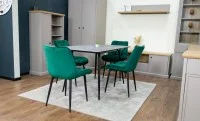 Set Masă Living Extensibilă KJT546 Gri cu 4 Scaune Tapițate KJC0357 Verzi 3
