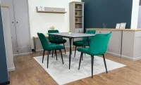Set Masă Living Extensibilă KJT546 Gri cu 4 Scaune Tapițate KJC0357 Verzi 9