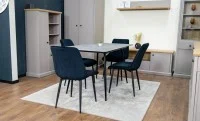 Set Masă Living Extensibilă KJT546 Gri cu 4 Scaune Tapițate KJC176 Negre 3
