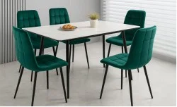 Set Masă Living Extensibilă KJT546 Bej cu 4 Scaune KJC37 Verde