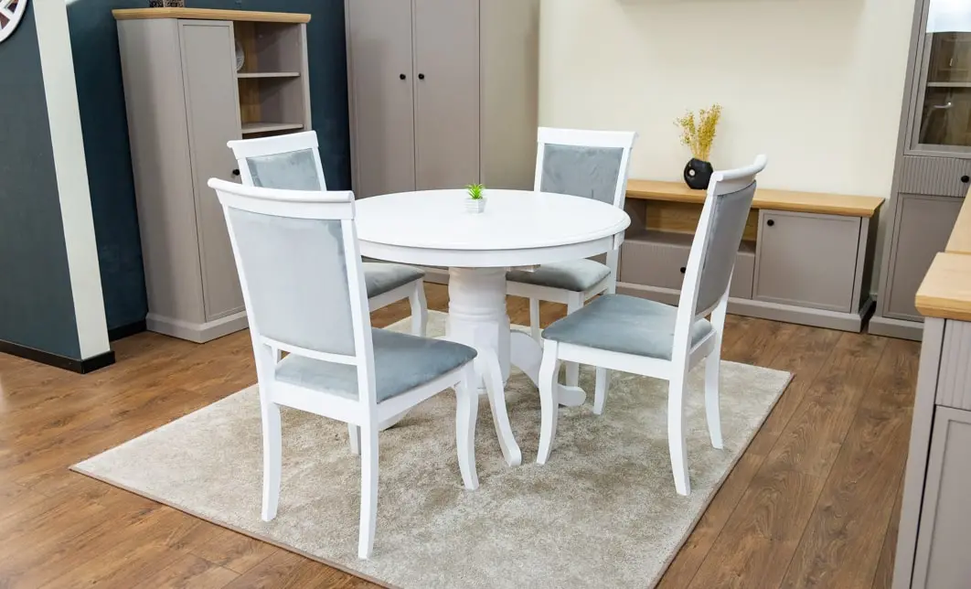 Set Masă Living Extensibilă Olivia Alb cu 4 Scaune Aberden