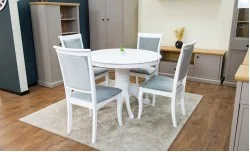 Set Masă Living Extensibilă Olivia Alb cu 4 Scaune Aberden