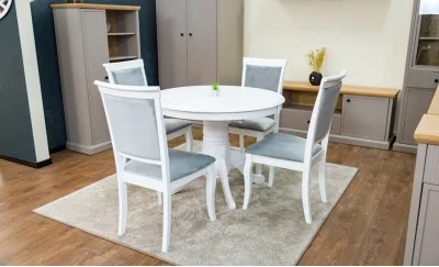 Set Masă Living Extensibilă Olivia Alb cu 4 Scaune Aberden