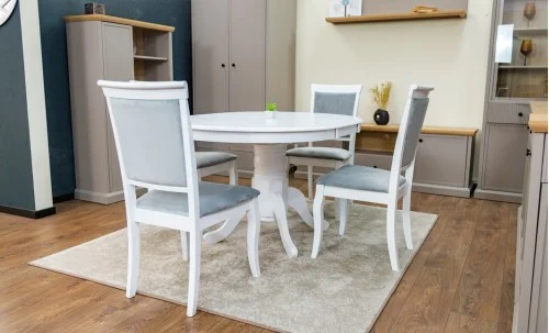 Set Masă Living Extensibilă Olivia Alb cu 4 Scaune Aberden