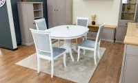 Set Masă Living Extensibilă Olivia Alb cu 4 Scaune Aberden